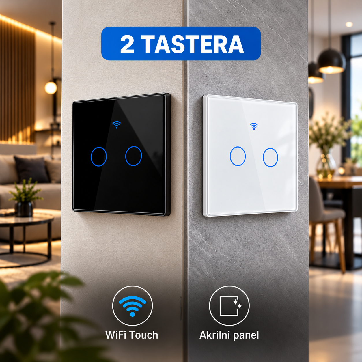 Smart Wifi Touch prekidač 2 taster - Image 2